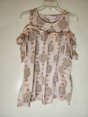 LC Lauren Conrad Blush Pink Cold-Shoulder Ruffle Tank Top L